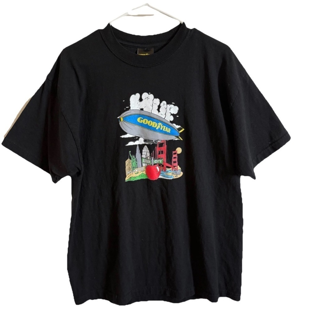 HUF Worldwide x Goodyear "Discover" Short Sleeve Tee (Black) T-Shirt Large